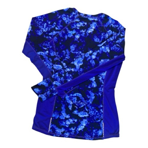 Athleta Vibrant Blue Patterned Long Sleeve Top - Picture 2 of 5